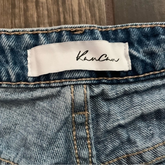 Kancan High Rise Distressed Straight Leg Mom Jeans Zipper Detail Sz 7 - Picture 5 of 6